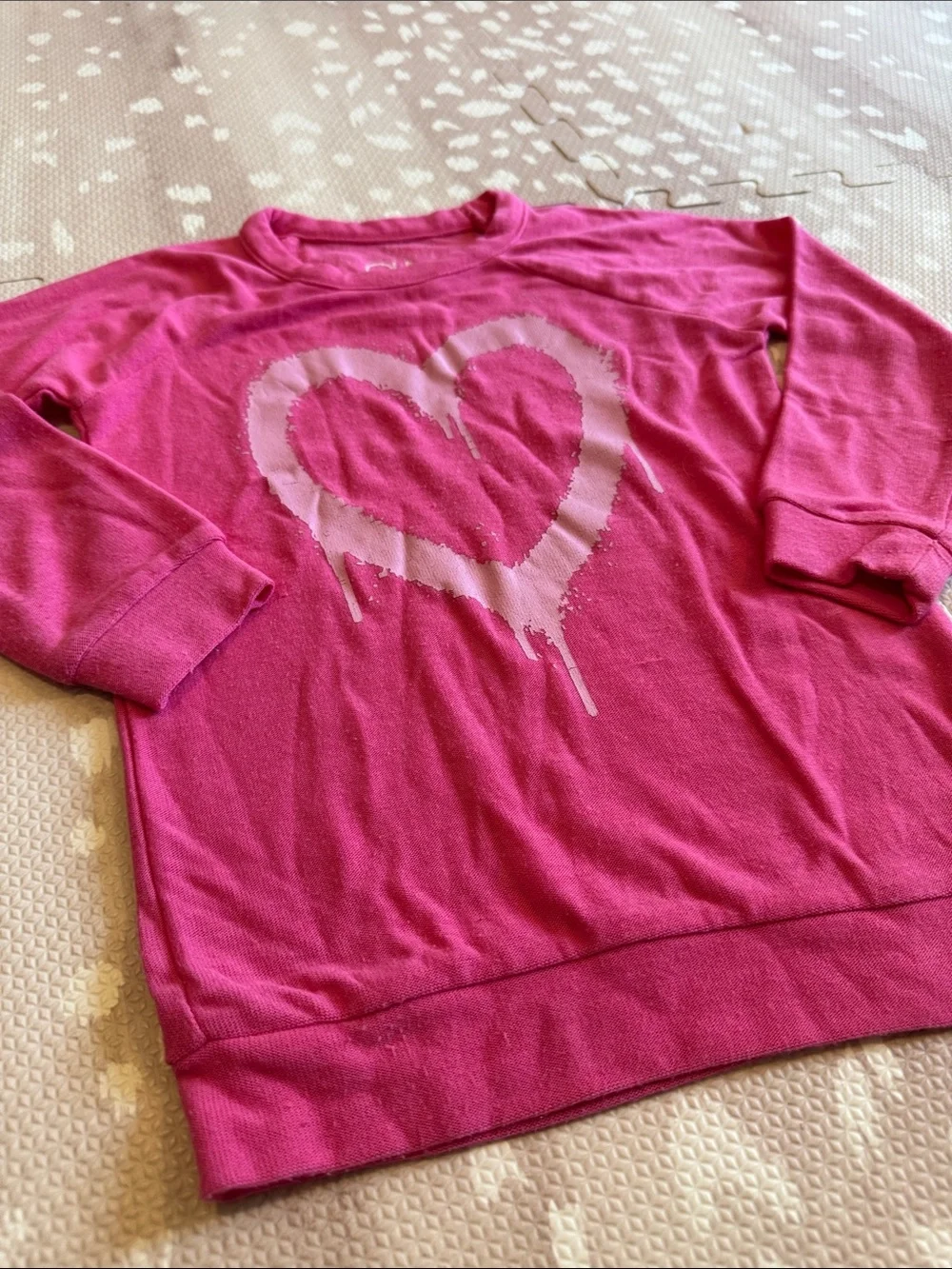 Chaser Girls Pink Drippy Heart Jersey Sweatshirt Top Size 5